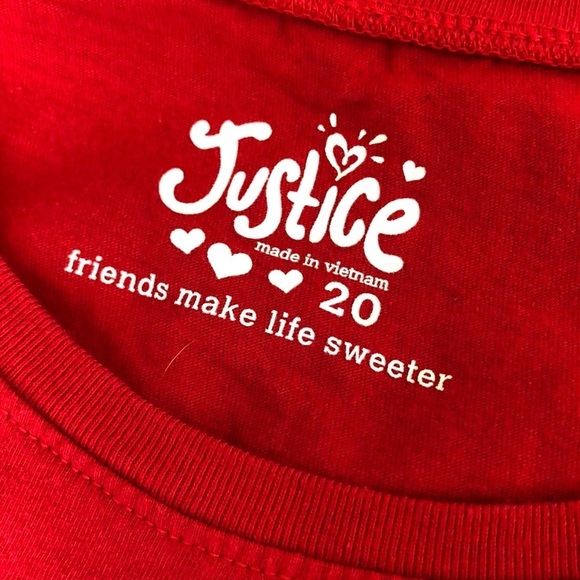 Justice red white and cute t-shirt. Like new! - Picture 3 of 5